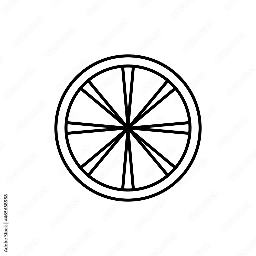 vector line icon orange fruit circle, isolated