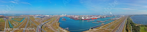 Aerial panorama from industry in the harbor from Rotterdam in the Netherlands © Nataraj
