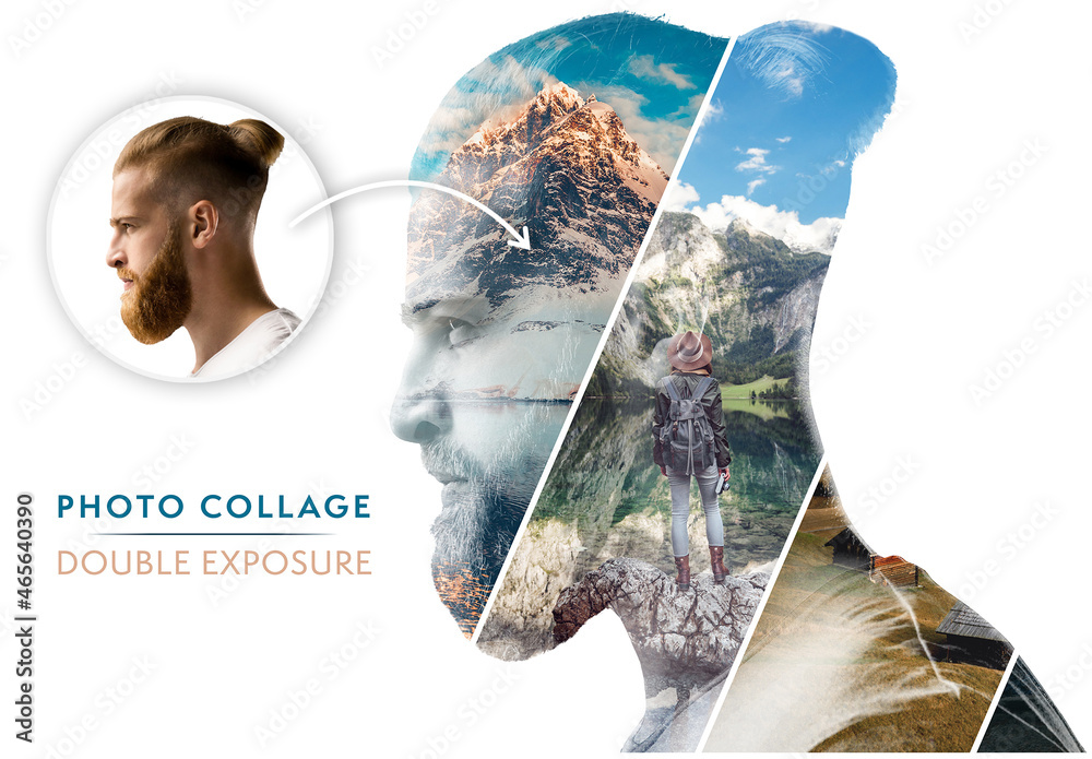Photo Collage Double Exposure Effect Mockup Stock Template Adobe Stock