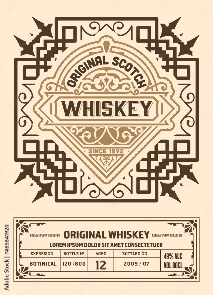 Fototapeta premium Whiskey label with old frames