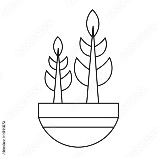 Flower pot with home plant ecological icon