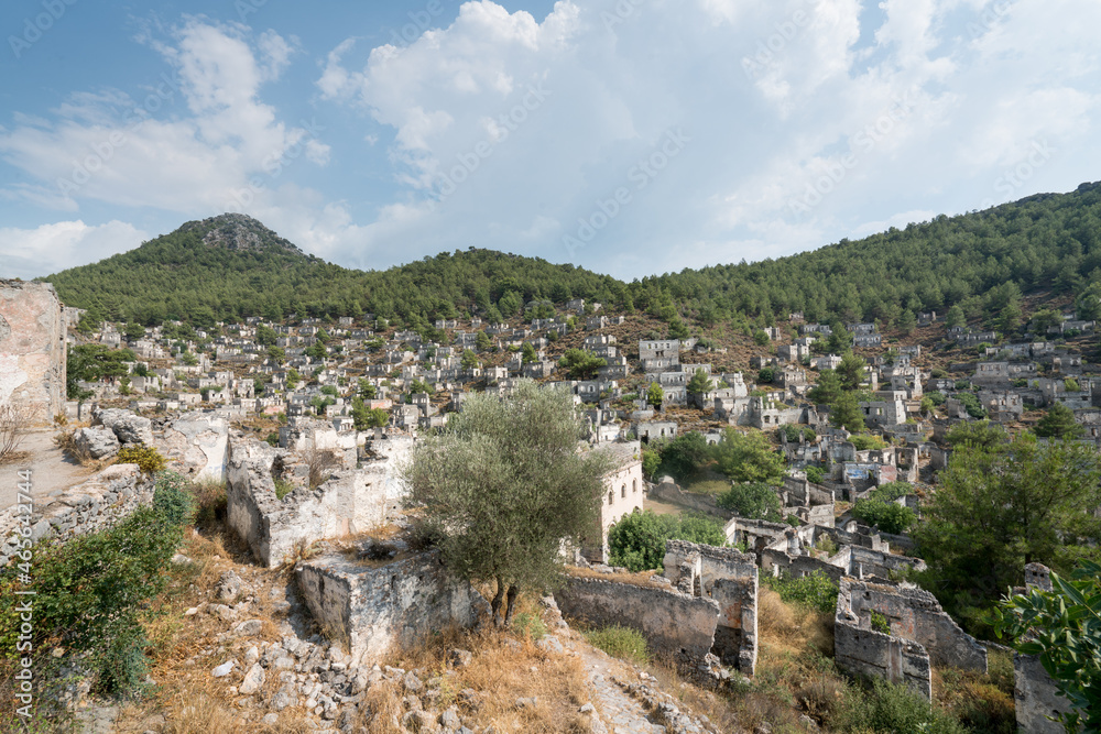 Kayaköy Abandoned ghost town, stone houses and ruins. The site of the ...