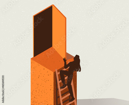 Concept of stepping into unknown future