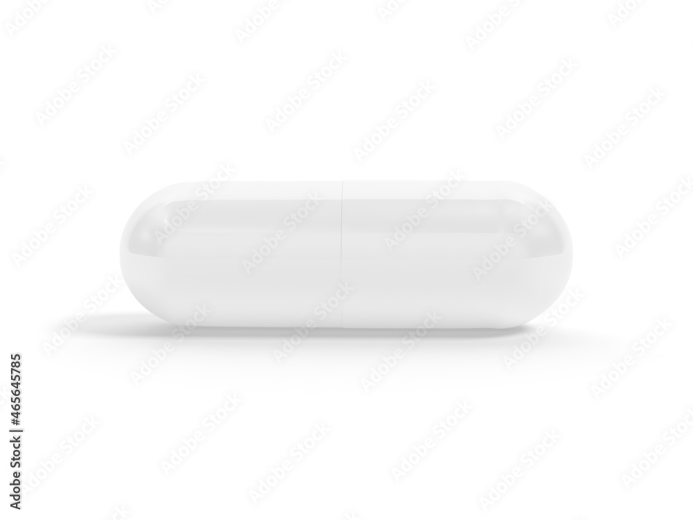 White pill isolated on white background. 3d illustration. White pill isolated on white background. 3d illustration.