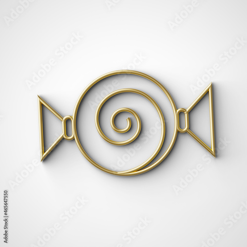 Metallic gold 3D Christmas candy. Realistic abstract mockup with 3d. Custom color background. 3D Render