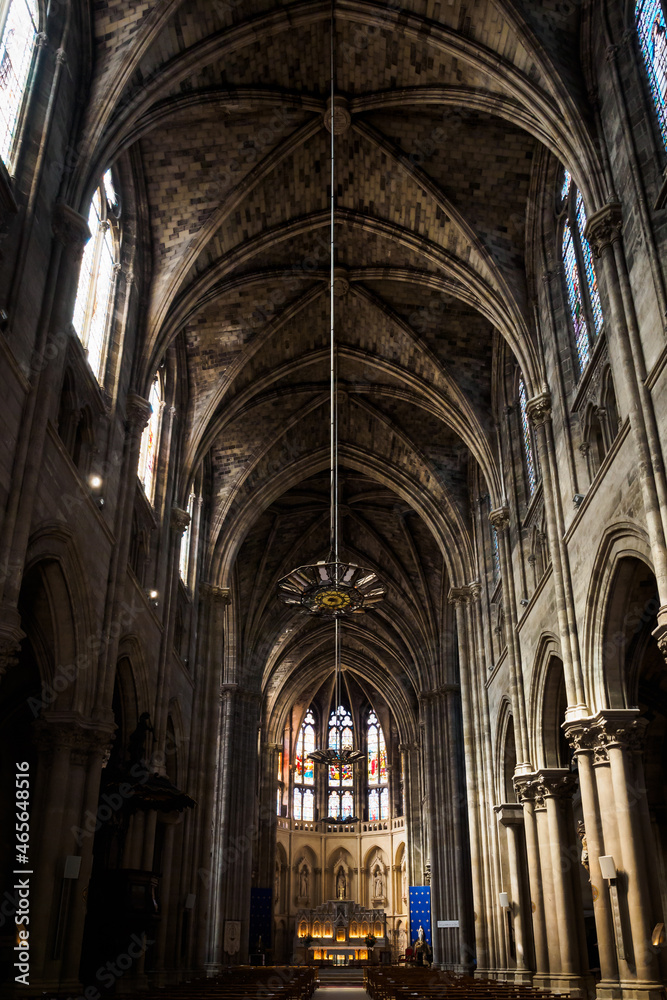 Interior nave of the Saint Louis des Chartrons Catholic Church in Bordeaux