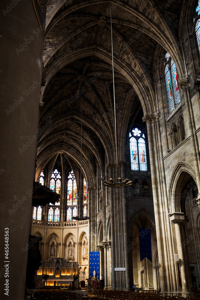 Monumental interior of the Saint Louis des Chartrons Catholic Church in Bordeaux