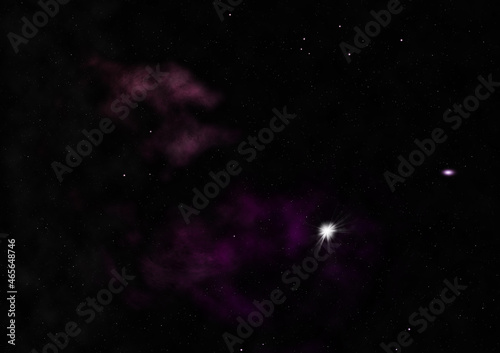 Star field in space and a nebulae. 3D rendering