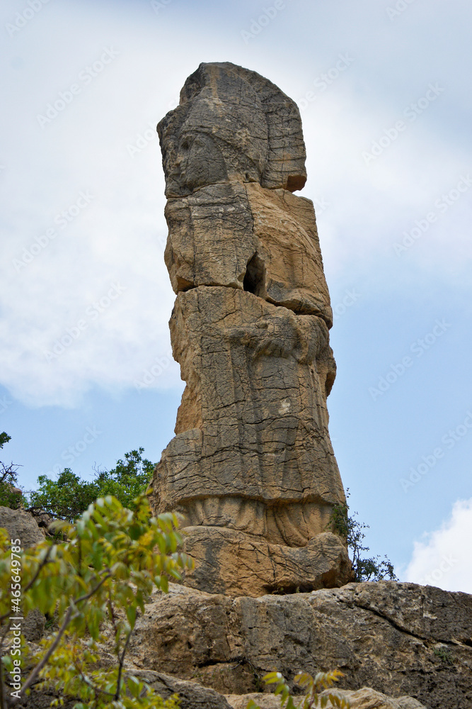 Carved stone statue of Apollo Mithras at Arsameia, Mt. Nemrut, Eastern Anatolia, Turkey