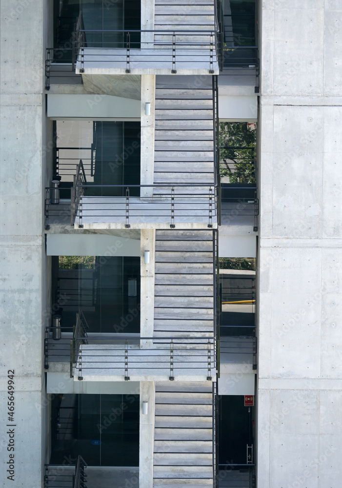 Fototapeta premium emergency stairs in concrete building, modern pattern, modern architecture, industrial architecture