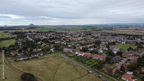 Town Gullane in Scotland, view from a sky.  photo