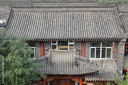 Inclined roofs-houses beside the City Wall-Yongning South Gate area. Xi'an-China-1598 photo