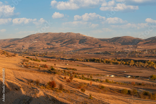 Hilly area with fields, Kahraman Kazan, Ankara, Turkey.