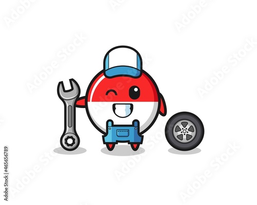 the indonesia flag character as a mechanic mascot