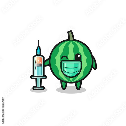 watermelon mascot as vaccinator