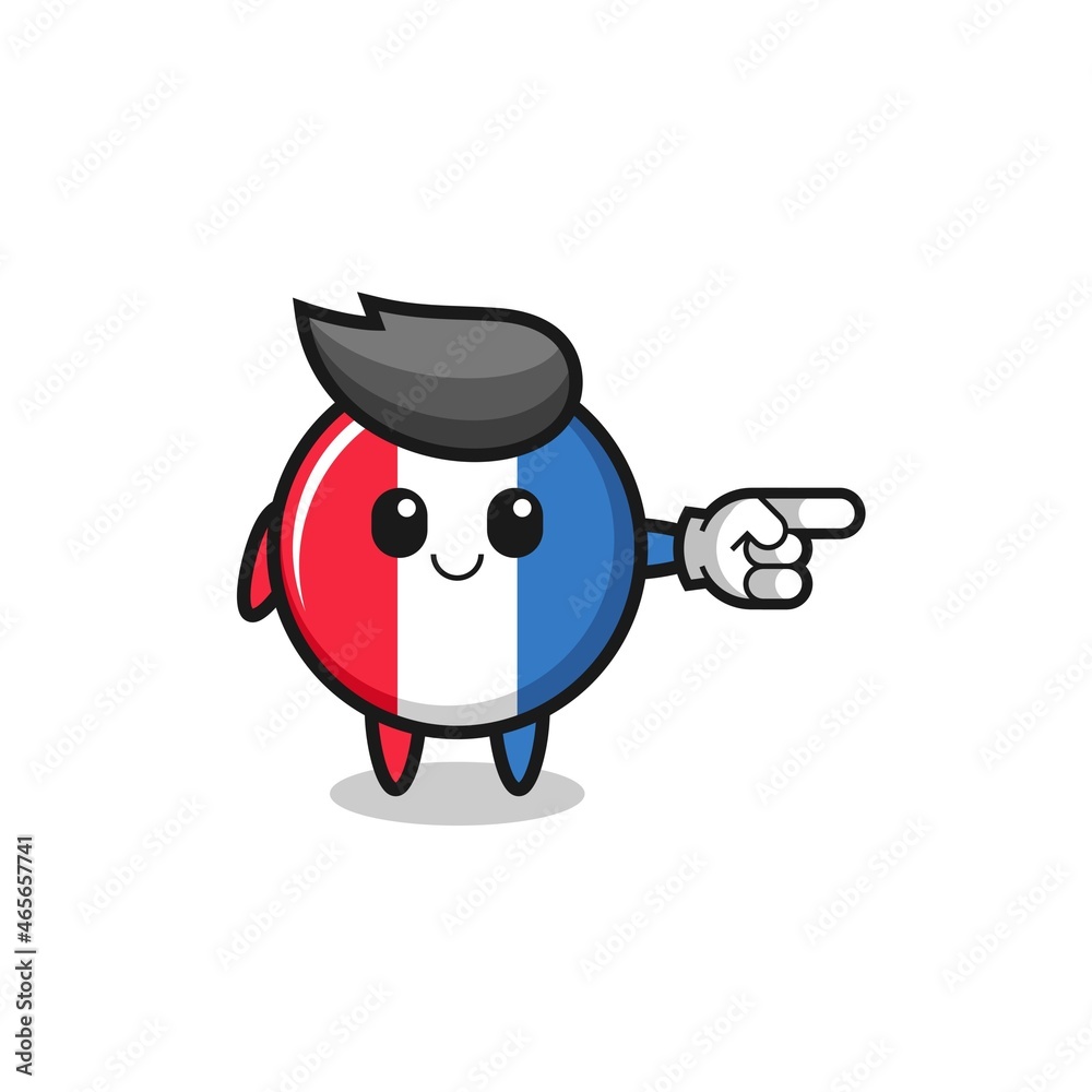 france flag mascot with pointing right gesture
