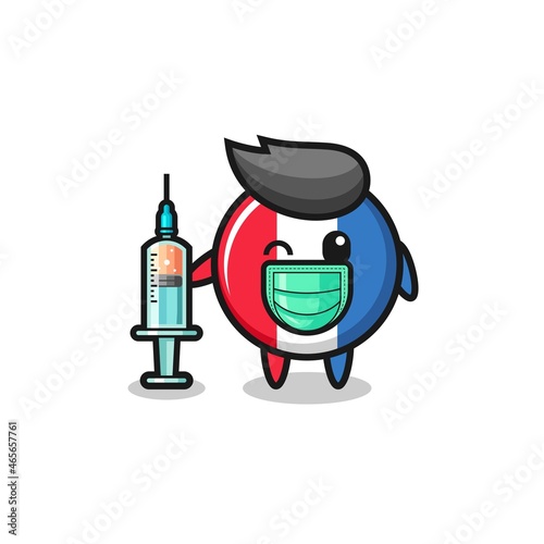 france flag mascot as vaccinator