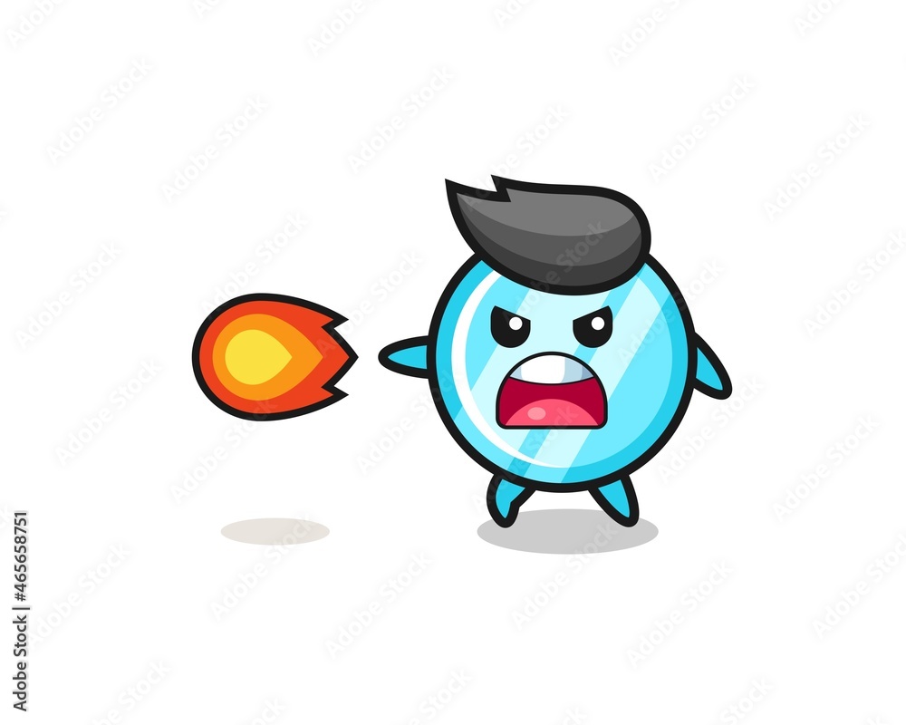 Fototapeta premium cute mirror mascot is shooting fire power