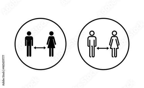 Social distancings set. social distance sign and symbol. self quarantine sign
