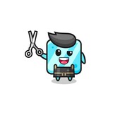 ice cube character as barbershop mascot