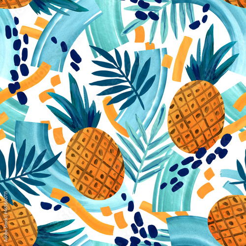 Seamless decorative pattern with pineapples.	