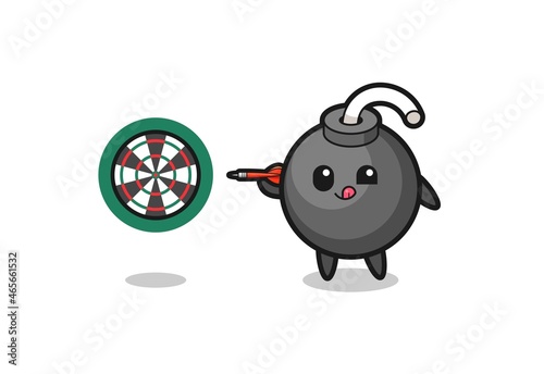 cute bomb is playing dart