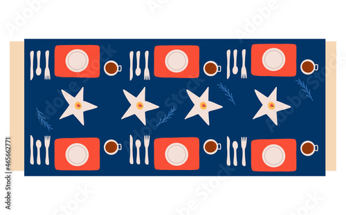 Christmas table setting. Vector illustration for the new year