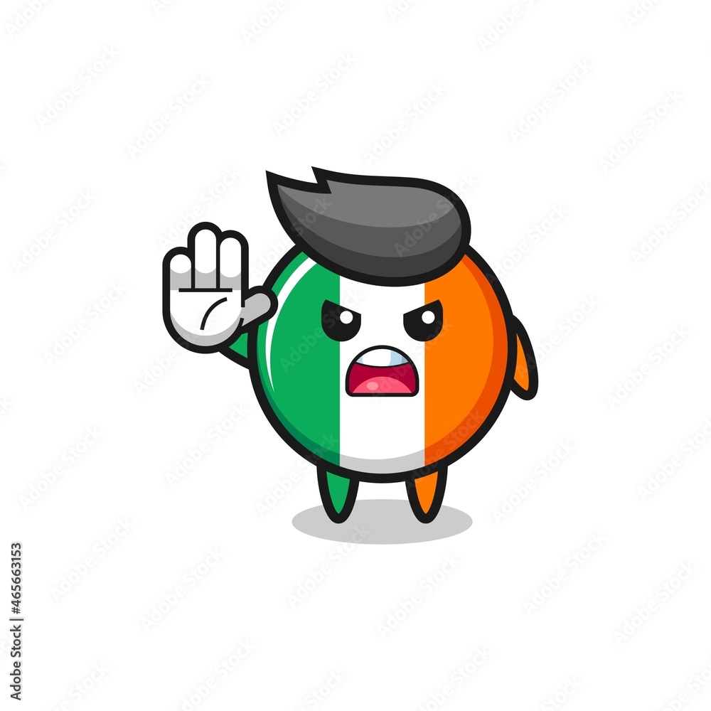 ireland flag character doing stop gesture