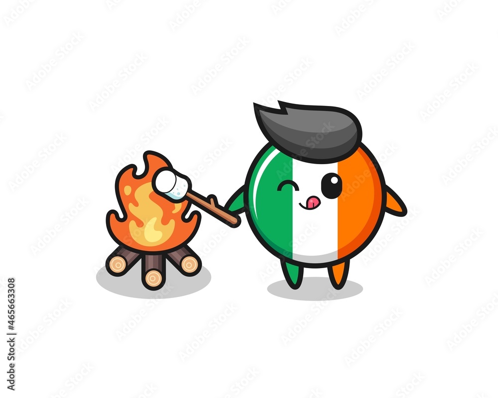 ireland flag character is burning marshmallow