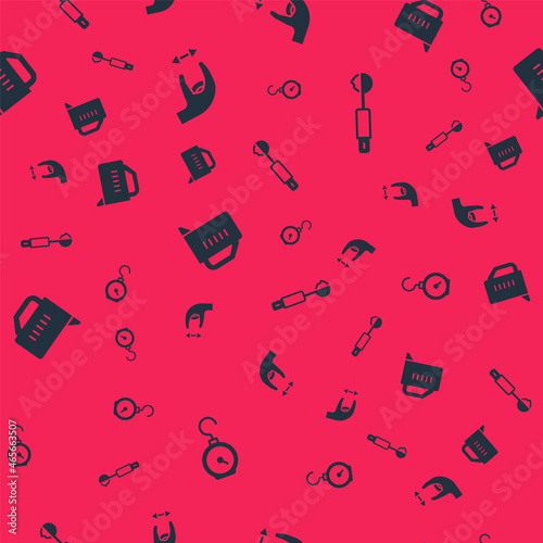 Set Hand scale spring mechanical, Approximate measurements, Measuring cup and spoon on seamless pattern. Vector