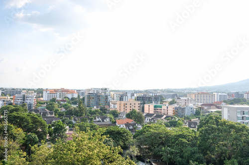 Thailand cityscape on azure sky with blue sky background