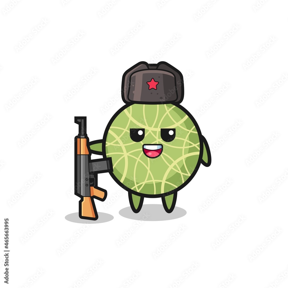 cute melon cartoon as Russian army