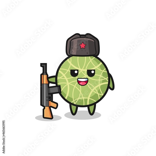 Fototapeta Naklejka Na Ścianę i Meble -  cute melon cartoon as Russian army