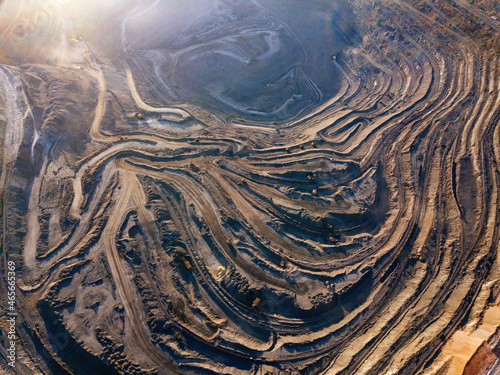 Fotografía Open pit mine in mining and processing plant, aerial view