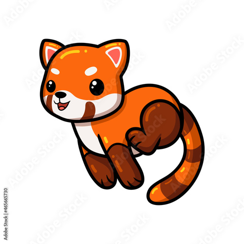 Cute little red panda cartoon running