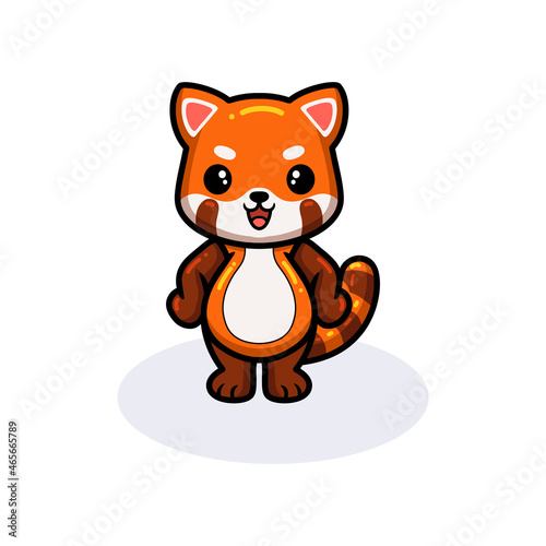 Cute little red panda cartoon standing