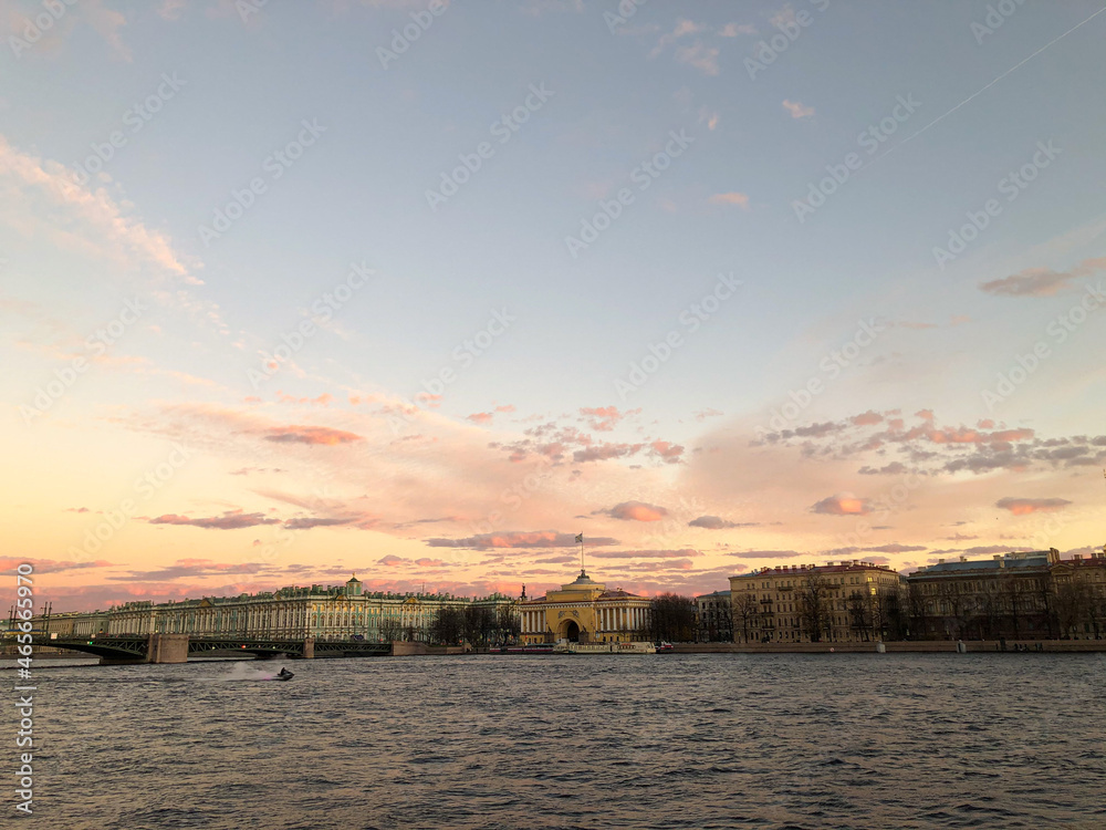 Fototapeta premium sunset over the river