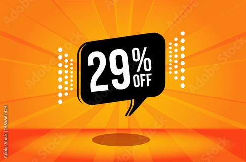 29 percent discount. Orange banner with floating balloon for promotions and offers. Vector Illustration. photo