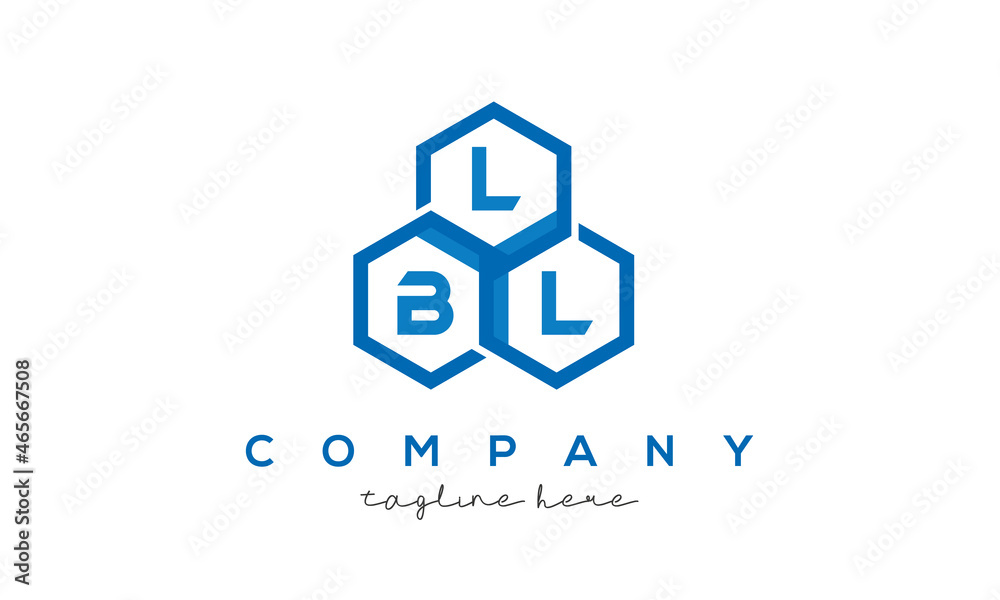 LBL letters design logo with three polygon hexagon logo vector template
