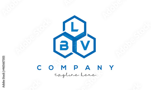LBV letters design logo with three polygon hexagon logo vector template