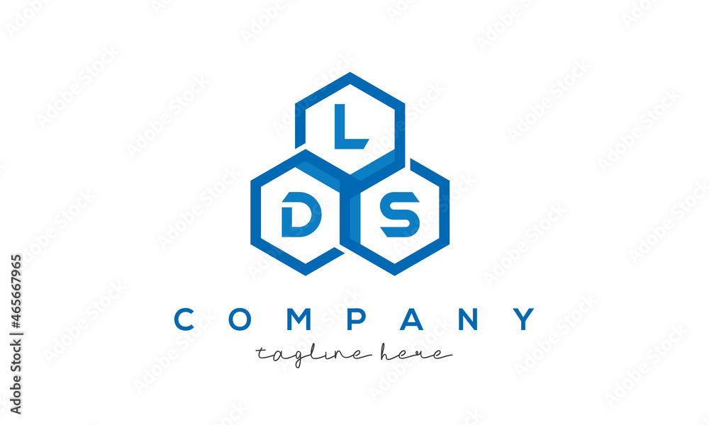LDS letters design logo with three polygon hexagon logo vector template
