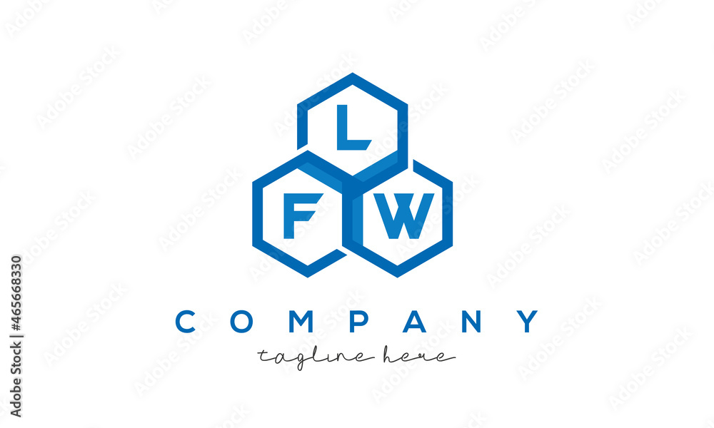 LFW letters design logo with three polygon hexagon logo vector template LFW letters design logo with three polygon hexagon logo vector template