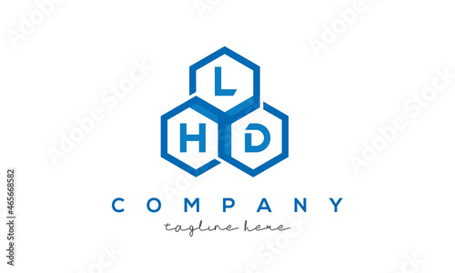 LHD letters design logo with three polygon hexagon logo vector template photo