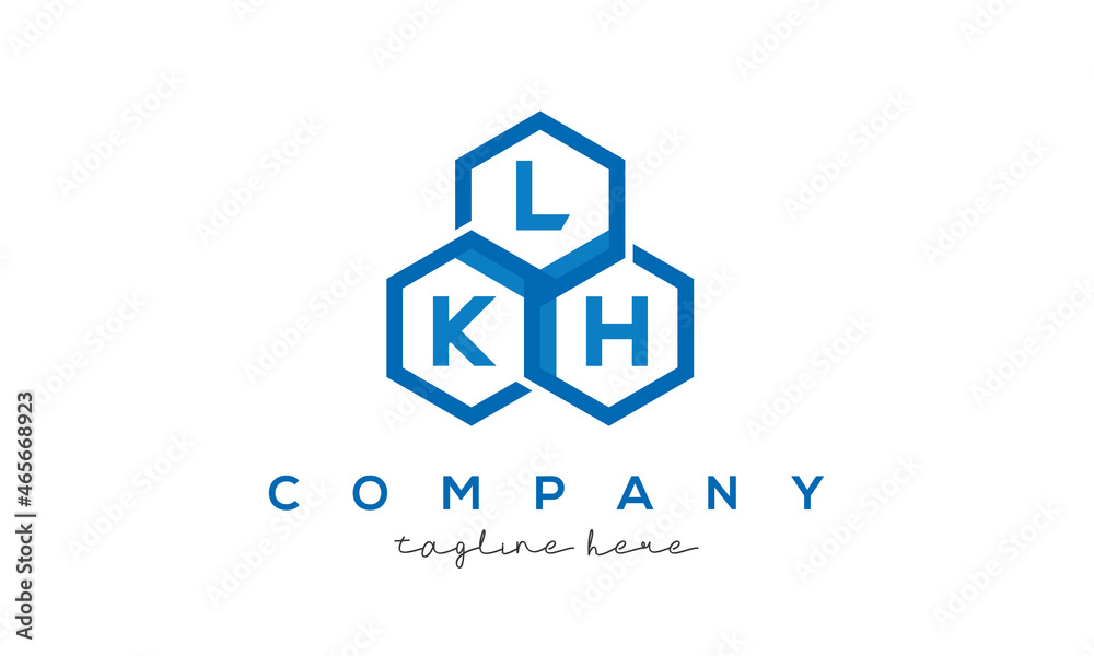 LKH letters design logo with three polygon hexagon logo vector template