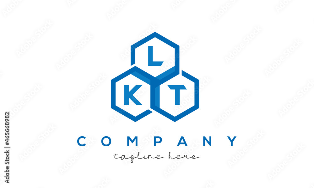 LKT letters design logo with three polygon hexagon logo vector template