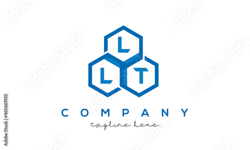 LLT letters design logo with three polygon hexagon logo vector template photo
