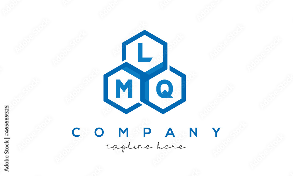 LMQ letters design logo with three polygon hexagon logo vector template