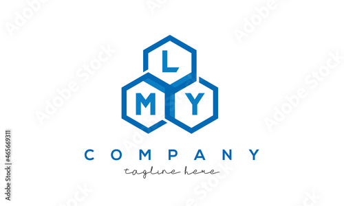 LMY letters design logo with three polygon hexagon logo vector template