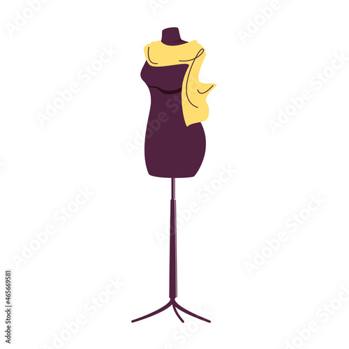 Vintage mannequin vector illustration isolate background. Mannequin fitting clothes