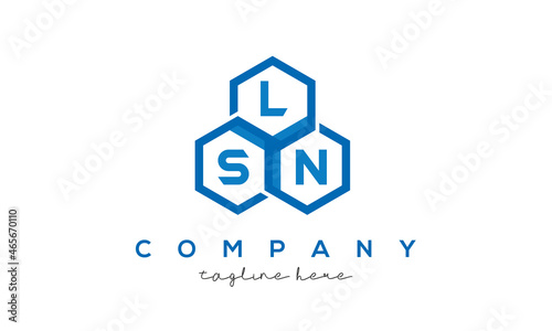 LSN letters design logo with three polygon hexagon logo vector template